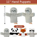 4 PCS 11Inches Animal Hand Puppet Set Forest Cute Realistic Plush Puppets Toys - Image 2
