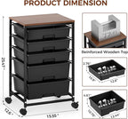 SYKIARIOL 5-Tier Rolling Utility Storage Drawer Craft Cart on Wheels - Image 3