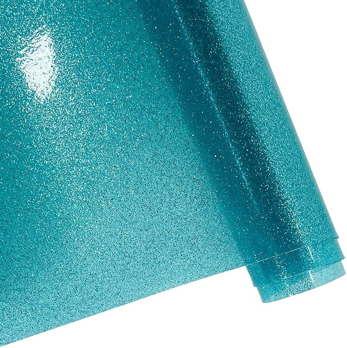ONEART | Turquoise Transparent Glitter Vinyl Roll, 0.7 mm Solid Clear PVC Jelly - Image 2