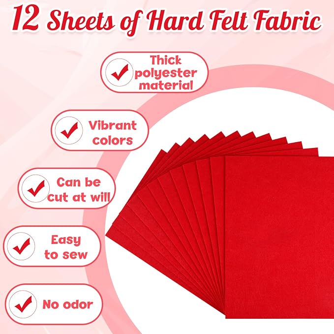 NEBURORA 12 Pcs 2mm Thick Stiff Felt Sheets - Image 5