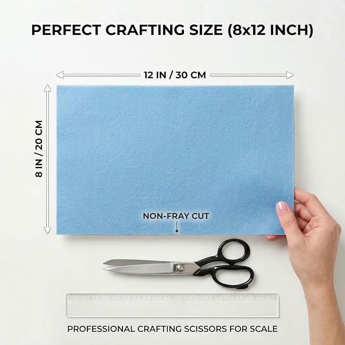 Blue Felt Fabric Sheets Stiff 20 Pcs 8" X 12", 1mm Thick Assorted Color Sewing - Image 2