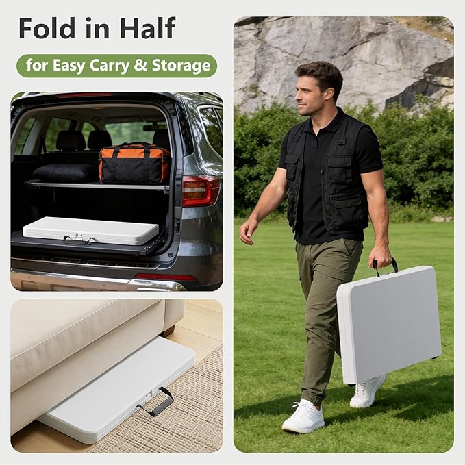 Folding Table 2 Pack, 36 Inch Square Foldable Card Tables, No Assembly Portable - Image 7
