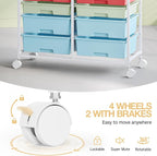 Rolling Storage Cart with 12 Drawers, Wooden Tabletop Utility Cart - Image 4