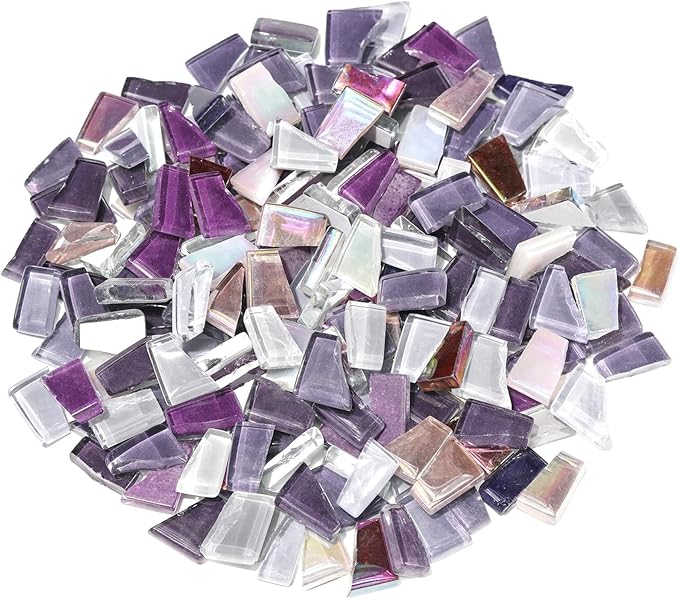 Purple Mixed Irregular Mosaic Glass Mosaic Tiles Pieces, 300 Grams Mosaic DIY by ZWCTmosaicdiy