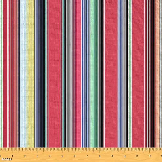 Mexico Style Fabric by The Yard, Colorful Stripes Soft Flannel Polyester No by CastleFairy