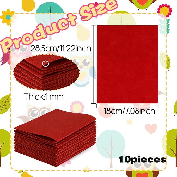 10Pcs Felt Sheets Fabric, 1mm | Polyester, - Image 7