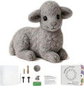 DIY Needle Felting Kit Cute Gray Lamb Lying – Needle Felting Starter Kit by FaceNFace