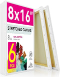 PHOENIX Long Stretched Canvas for Painting 8x16 Inch/6 Value Pack, 8 Oz Triple by PHOENIX