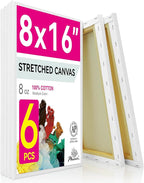 PHOENIX Long Stretched Canvas for Painting 8x16 Inch/6 Value Pack, 8 Oz Triple by PHOENIX