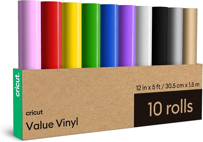 Cricut Value Permanent Vinyl, Rainbow Sampler – 12in x 5ft Rolls by Unknown
