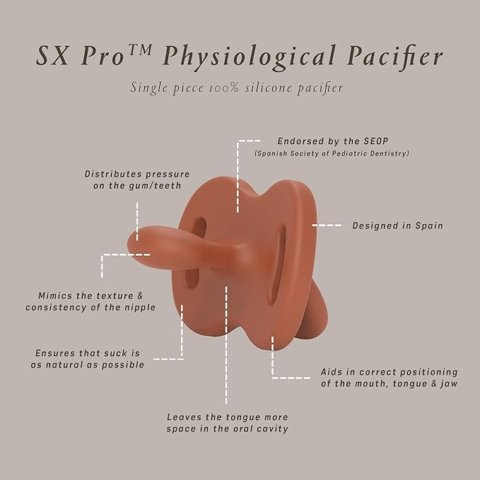Color Essence SX PRO Silicone Baby Pacifier 1Pk, Made with 100% Soft Silicone, Baby Essentials Perfect for Breastfeeding Babies, Designed in Spain, 6-18 Mths, Jungle Green