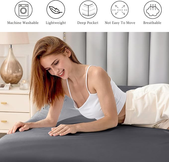 FreshCulture Pure Cotton Fitted Sheets Queen Size, 300 Thread Count Percale - Image 6