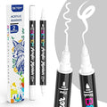Betem Dual Tip Acrylic Paint Pens, 2 White Paint Markers by BetemArtWorld