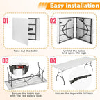 FDW 8FT Folding Table, Portable Fold-in-Half Plastic Picnic Party Table - Image 4