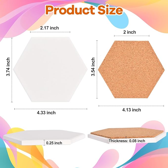 24 Pcs Ceramic Tiles for Crafts White Ceramic Coasters for Crafts - Image 3