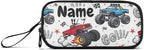 Custom Truck Racing Car Flag Pencil Case Box Boys Girls Personalized Name Large - Image 6
