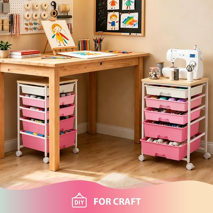 Goovilla Rolling Cart with Drawers, Utility Cart Organizer with 5 Removable - Image 7