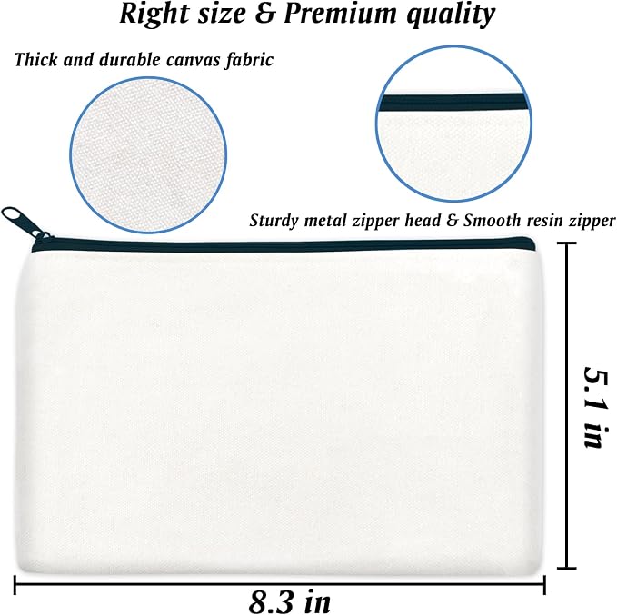 ZeeDix Canvas Zipper Pouch Bulk – 8.3 x 5 Inches Cotton Canvas Pouches - Image 2