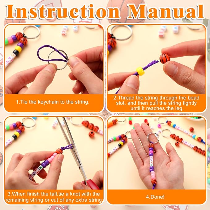 Landical 564 Pcs Sports Keychain Making Kit DIY Baseball Basketball Football - Image 3
