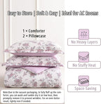 LEMIROE Pink Floral Cotton Comforter Queen Size 3PC - Image 7