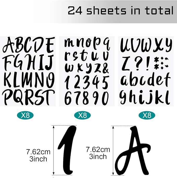 Outus 576 Pcs 8 Sheets Letters Stickers Vinyl Alphabet Number Decals Back to - Image 2