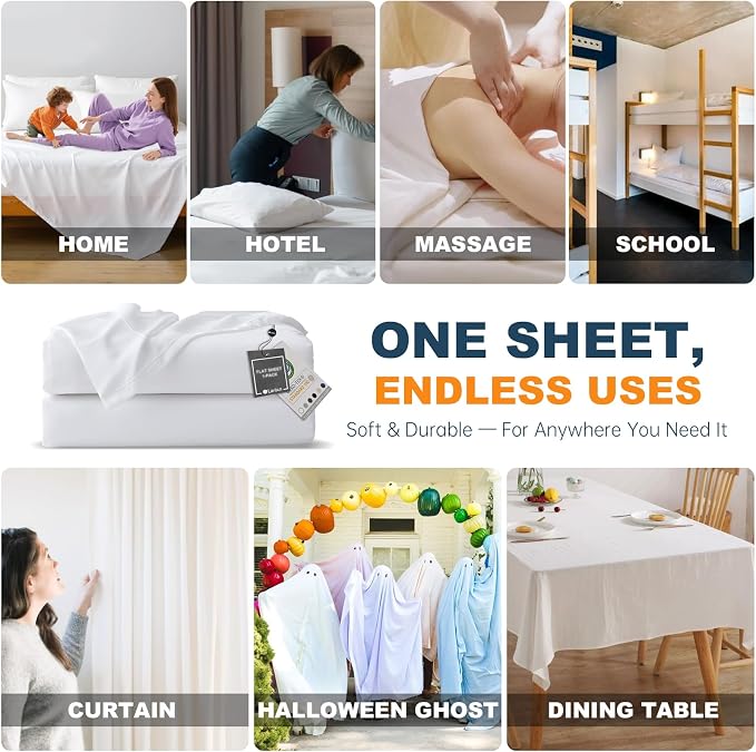 Lavisun King Flat Sheet, 1 Pack White King Bed Sheet Only - Image 7