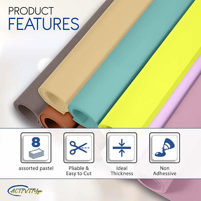 Pastel EVA Foam Sheets, 8 Assorted Colors, 6 x 9 Inch, 2mm Thick – Foam Paper - Image 5