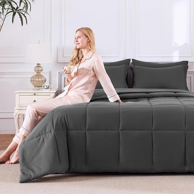 CozyLux Full Size Comforter Sets Dark Grey - Image 7