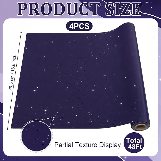 4 Rolls Outer Space Bulletin Board Paper Non-Woven Galaxy Fabric Bulletin Board - Image 2