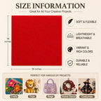 Red Large Felt Fabric 36" x 36", 1.4 mm Soft Felt Sheet, Nonwoven Fabric - Image 3