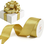 HUIHUANG Gold Satin Wired Ribbon 1-1/2 inch Gold Christmas Ribbon by HUIHUANG