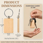WRINGKIT 50 Pieces Wood Keychain Blank, Unfinished Laser Engraving Blanks - Image 2