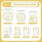 168 Pcs Happy Engagement Party Decoration She Said Yes Plates Napkins Cups - Image 2