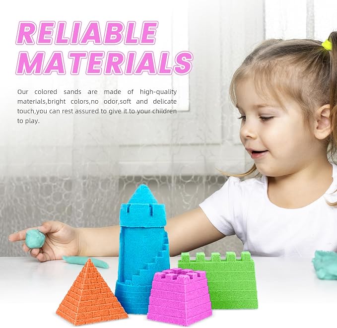 Play Sand for Kids, 6.8lbs of 10 Colored Magic Sands, Colorful Sensory Sand Kit - Image 5