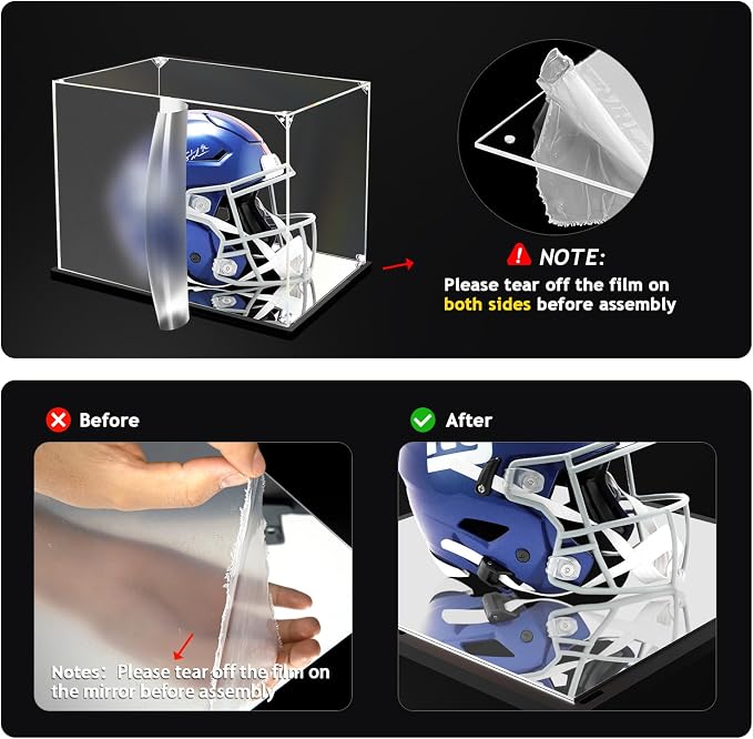 KOLIPI Mini Football Helmet Display Case Mirror Base, Acrylic Display Case - Image 4