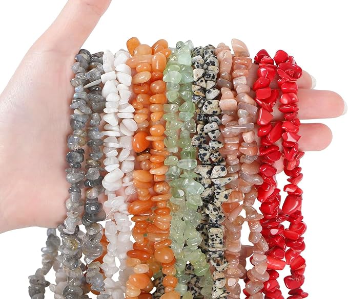 LAIDANLA Red Coral 400pcs Natural Chip Stone Beads 5-8mm Healing Crystal - Image 3