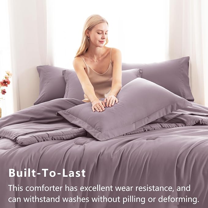 CozyLux Twin XL Comforter Set Dusty Purple, 5 Pieces Bed in a Bag Twin Extra - Image 3