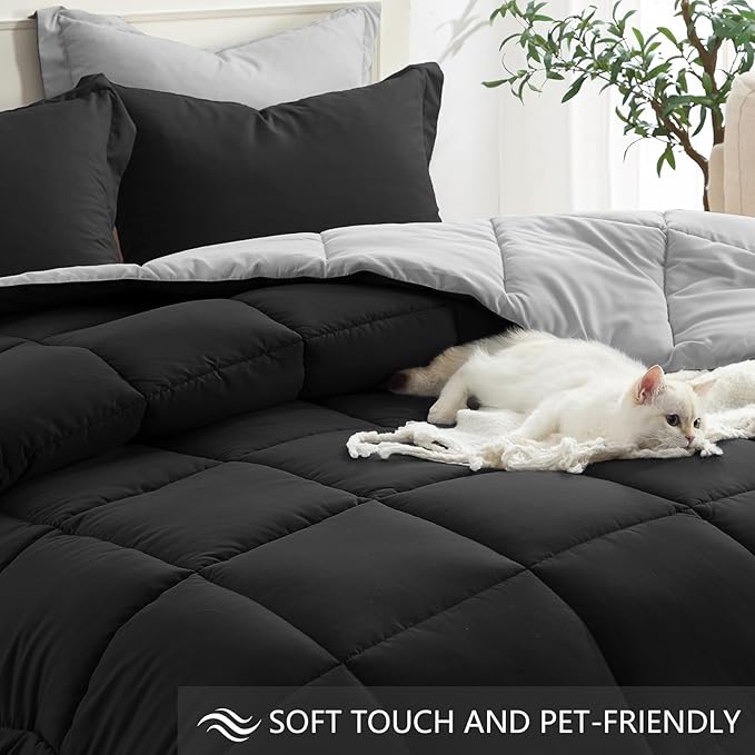 Homelike Moment Queen Comforter Set Black, Comforters Queen Size Set - Image 4