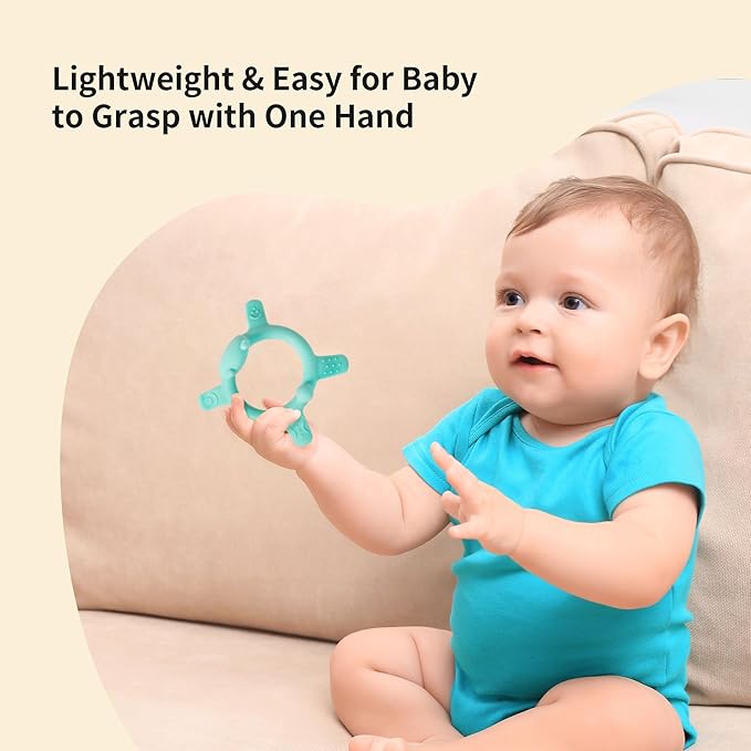 Pigeon Silicone Baby Teether – Multi-Textured Teething Relief Toys, Lightweight & Easy to Grasp, 3+ Months (Pink Rabbit, 1 Count)