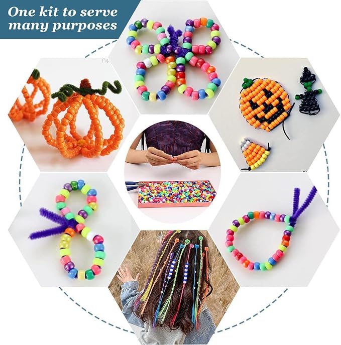 2000+ Pony Beads Bulk 6x9mm Multi-Colored Plastic Craft Beads Set, Bulk Hair - Image 4