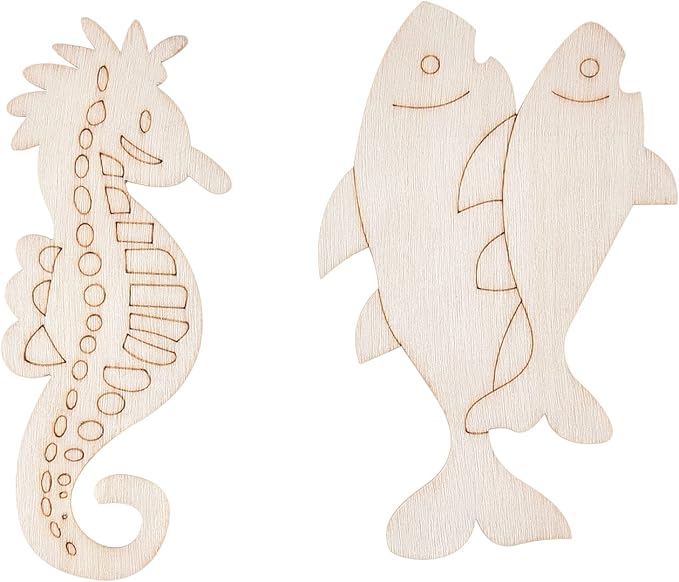 48PCS Unfinished Wood Ocean Animal Cutouts - Image 5