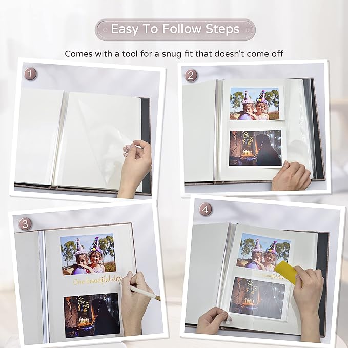 Popotop Large Photo Album Self Adhesive 4x6 5x7 8x10 Scrapbook Album DIY - Image 4