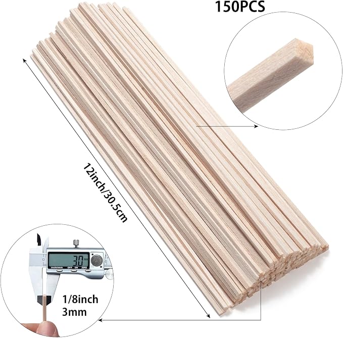 Balsa Wood Sticks, Balsa Wood Strips, Square Wooden Dowel Rods - Image 2
