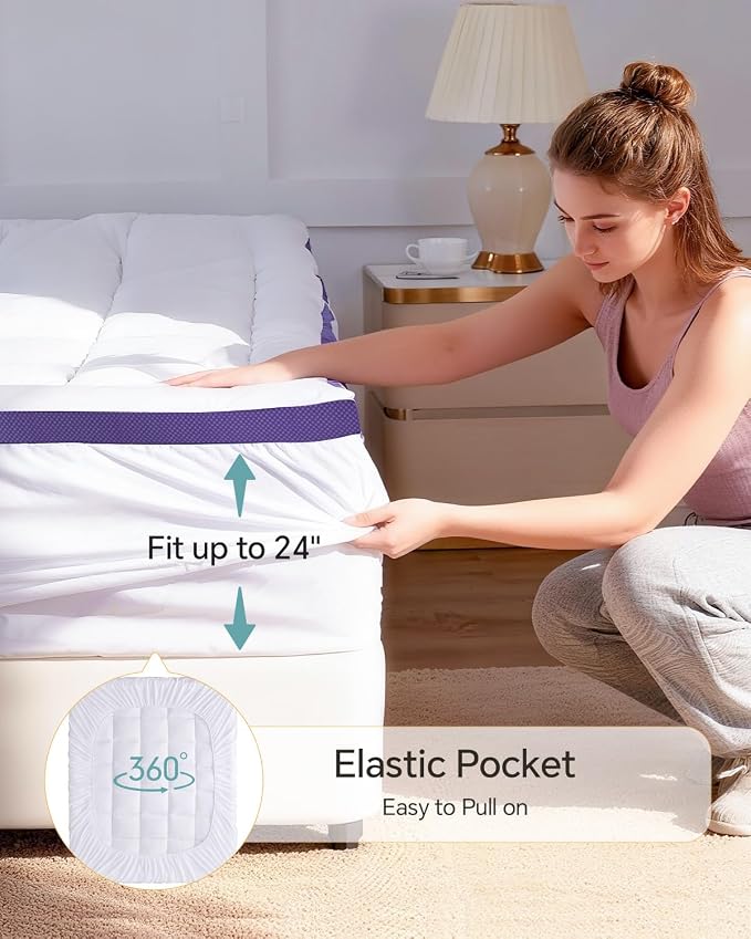 ChiXpace Dual Layer 4 Inch Memory Foam Mattress Topper California King - Image 5