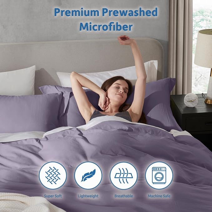 Nestl Grayish Purple Duvet Cover King Size - Image 6