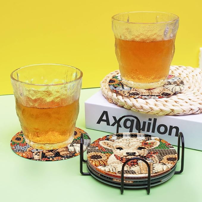 Axquilon 8 Pcs Highland Cow Diamond Art Coasters Kit - Image 5