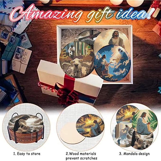 8 Pack Diamond Art Coasters, Jesus Christ Diamond Painting Coasters Kits | - Image 7