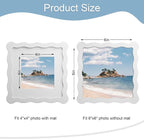 6x6 Picture Frame with Mat for 4x4, Wavy Edge Wooden Real Glass Photo Frame for - Image 3
