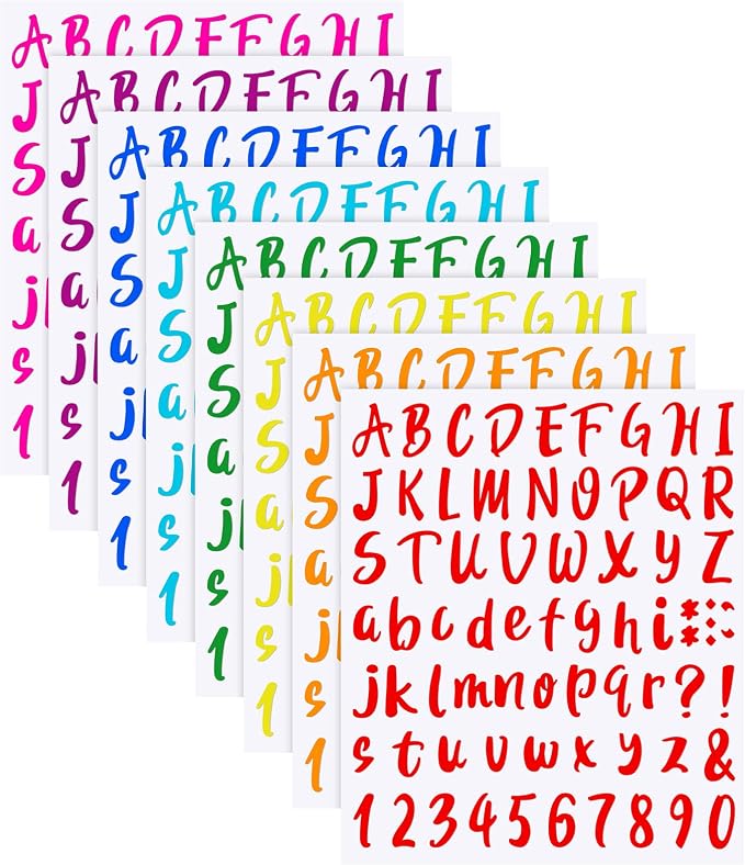Outus 576 Pcs 8 Sheets Letters Stickers Vinyl Alphabet Number Decals Back to by Outus