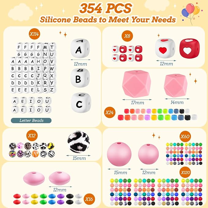 TOHONGADON 392 Pcs Silicone Beads - Image 2